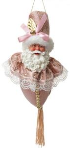 Růžová závěsná dekorace Santa Claus se střapcem – 35 cm