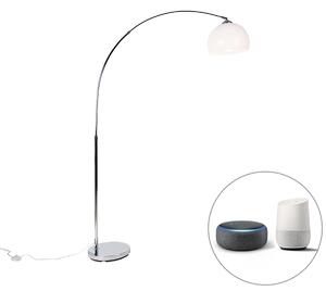 Chytrá oblouková lampa chrom s bílým stínidlem včetně Wifi A60 - Arc Basic