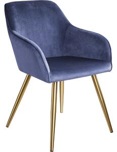 Tectake 403649 židle marilyn sametový vzhled zlatá - modrá/zlatá