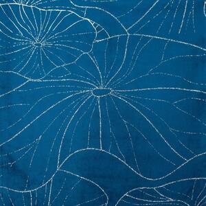 Modrý sametový středový ubrus s květinovým potiskem Šířka: 35 cm | Délka: 140 cm