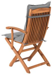 Sada 2 dřevěných zahradních židlí s šedými polštáři MAUI