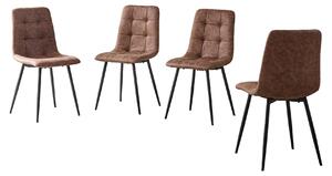 Jídelní židle – Sada 4 kusů – Design v retro stylu – Látka odolná proti skvrnám