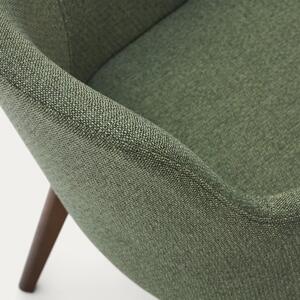 Zelená čalouněná jídelní židle Kave Home Nelida s tmavou podnoží