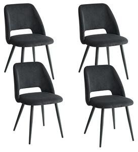 Jídelní židle potažené látkou s texturou ribfleku, s pohodlným polstrováním a ergonomickým designem pro jídelnu