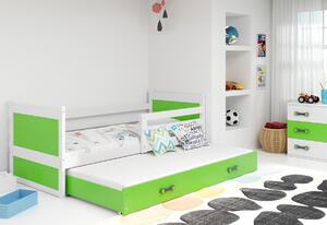 Dětská postel FIONA P2 + matrace + rošt ZDARMA, 90x200 cm, bílý, zelená