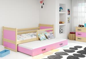 Dětská postel FIONA P2 + matrace + rošt ZDARMA, 80x190 cm, borovice, zelená