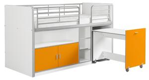 Oranžová patrová postel se stolkem a komodou Vipack Bonny 90 x 200 cm