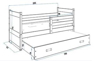 Dětská postel FIONA P2 + matrace + rošt ZDARMA, 80x190 cm, borovice, grafit