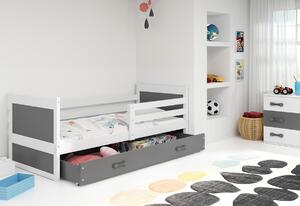 Dětská postel FIONA P1 COLOR + úložný prostor + matrace + rošt ZDARMA, 80x190 cm, bílý, grafit