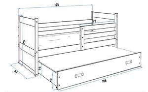 Dětská postel FIONA P2 + matrace + rošt ZDARMA, 80x190 cm, bílý, zelená