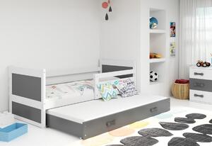 Dětská postel FIONA P2 + matrace + rošt ZDARMA, 90x200 cm, bílý, zelená