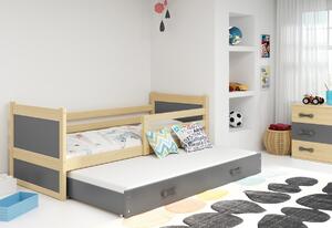 Dětská postel FIONA P2 + matrace + rošt ZDARMA, 80x190 cm, borovice, růžová