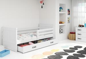Dětská postel FIONA P1 COLOR + úložný prostor + matrace + rošt ZDARMA, 80x190 cm, bílý, bílá