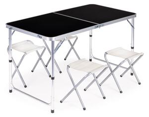 Skládací cateringový stůl 119,5x60 cm černý se 4 židlemi