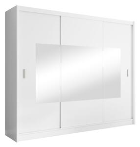 KONDELA Skříň s posuvnými dveřmi, bílá, 250x215, MADRYT
