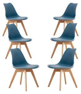 Jídelní židle - Židle - Sedací křeslo - Kuchyňská židle - Designová židle - Sada 6 kusů - Sedák zPolyuretankůže - Rám z buku