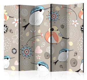 Paraván - Natural pattern with birds II [Room Dividers]