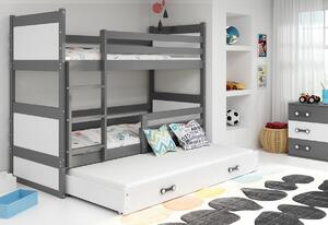 Patrová postel RICO 3 COLOR + matrace + rošt ZDARMA, 80x160 cm, grafit,bílá