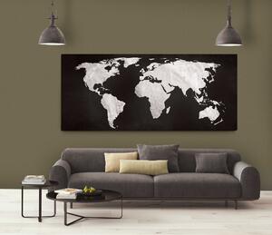 Malvis Obraz černobílá mapa světa Velikost (šířka x výška): 150x60 cm