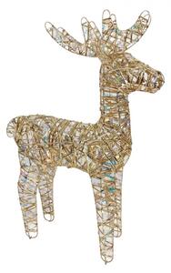 Kovová vánoční dekorace jelen s LED světlem zlatá – 43x14x61 cm