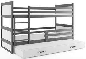 Patrová postel FIONA 3 COLOR + matrace + rošt ZDARMA, 80x190 cm, grafit, bílá