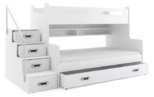 Patrová postel XAVER 3 COLOR + úložný prostor + matrace + rošt ZDARMA, 120x200, bílý, blankytná