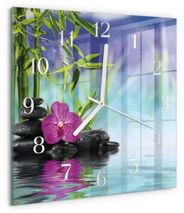 Skleněné hodiny Lázeňská orchidej zskb-30x30-00085116