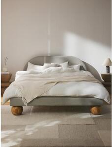 Čalouněná postel s kulovými nohami z dubového dřeva Rena