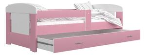 Dětská postel FILIP P1 COLOR 160x80, včetně ÚP, bílý/růžový
