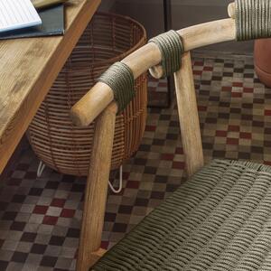 Zelená dřevěná jídelní židle Kave Home Majela s područkami