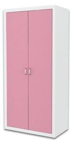 Dětská šatní skříň JAKUB, color, bílý/růžový