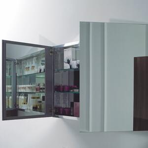 Hliníková dvoudveřová zrcadlová skříňka - vnitřní a vnější zrcadlo - 100 x 66 x 12 cm