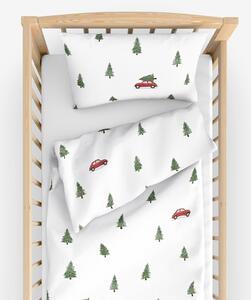 Goldea vánoční bavlněné povlečení do dětské postýlky - cesta pro stromeček 90 x 120 a 40 x 60 cm