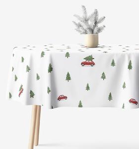 Goldea vánoční oválný ubrus 100% bavlněné plátno - cesta pro stromeček 140 x 240 cm