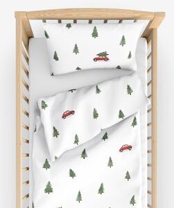 Goldea vánoční bavlněné povlečení do dětské postýlky - cesta pro stromeček 90 x 130 a 40 x 60 cm