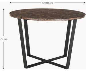 Kulatý jídelní stůl s deskou v mramorovém vzhledu Amble, Ø 110 cm