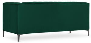 Tmavě zelená sametová dvoumístná pohovka MICADONI ANNITE 160 cm s černou podnoží