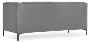 Světle šedá sametová dvoumístná pohovka MICADONI ANNITE 160 cm s černou podnoží