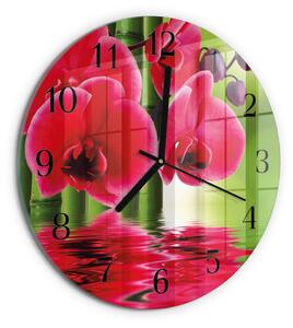 Skleněné nástěnné hodiny Orchidej zsoc-fi30-00178826