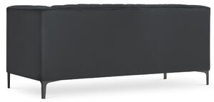 Tmavě šedá sametová dvoumístná pohovka MICADONI ANNITE 160 cm s černou podnoží