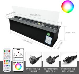 Aroma Mist Haard – Atmosférické topidlo ve formě krbu – Elektrický krb – Krb s párou – Vestavěný krb
