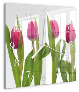 Skleněné hodiny Tulipány zskb-30x30-00086960