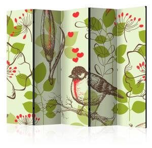 Paraván - Bird and lilies vintage pattern II [Room Dividers]