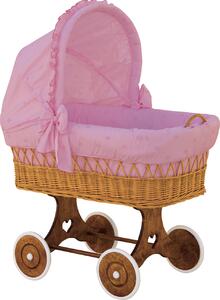 Proutěný košík na miminko s boudičkou Scarlett Méďa - růžová