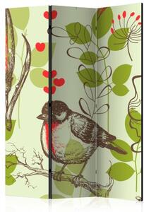 Paraván - Bird and lilies vintage pattern [Room Dividers]