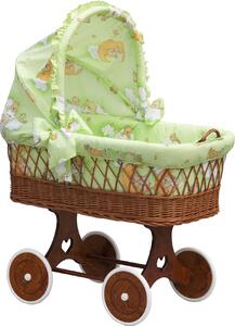 Proutěný košík na miminko s boudičkou Scarlett Mráček - zelená Mdum