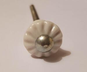 PORCELÁNOVÁ KNOPKA pr.19mm ŠROUB: Stříbrný - délka 7,5cm
