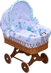 Proutěný košík na miminko s boudičkou Scarlett Pupis - modrá Mdum