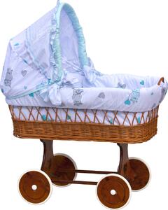 Proutěný košík na miminko s boudičkou Scarlett Pupis - modrá Mdum