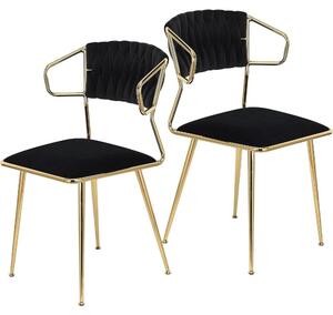 Jídelní židle - Židle - Černá židle - Židle - Designová židle - Pohodlná, ergonomická - Zlaté kovové nohy